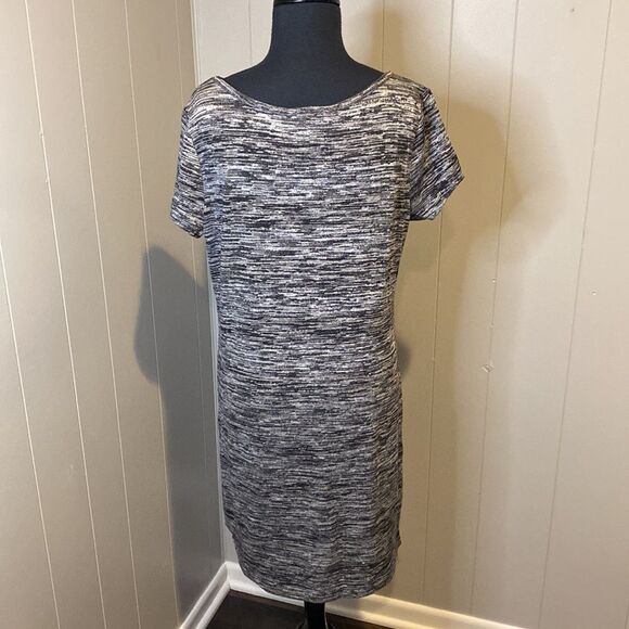 Ann Taylor Loft Medium Marled Black Grey Knit Sheath Shift - Picture 4 of 5